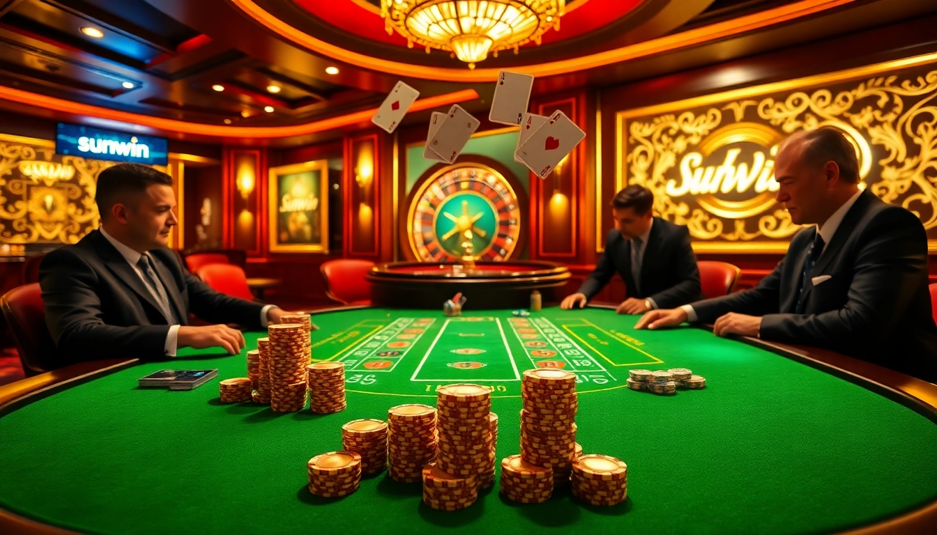 Engage in the dynamic thrill of sunwin at a glamorous casino blackjack table.