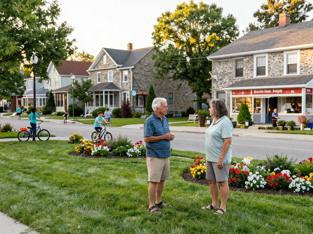 Engaging community scene in Ancaster showcasing neighbors interacting, enhancing Stephen Gleave Ancaster.