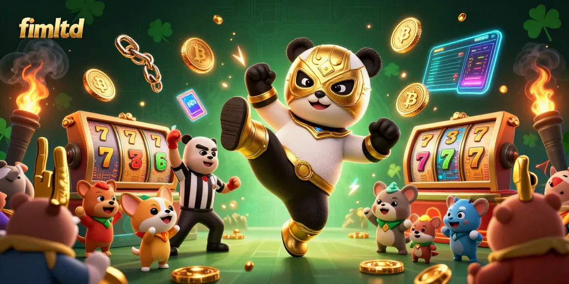 Experience the thrill at fimltd with exciting slots as panda wrestler performs a flying kick!
