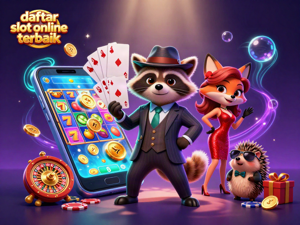 Bermain di daftar slot online terbaik dengan karakter kasino 3D penuh warna dan elemen slot menarik.