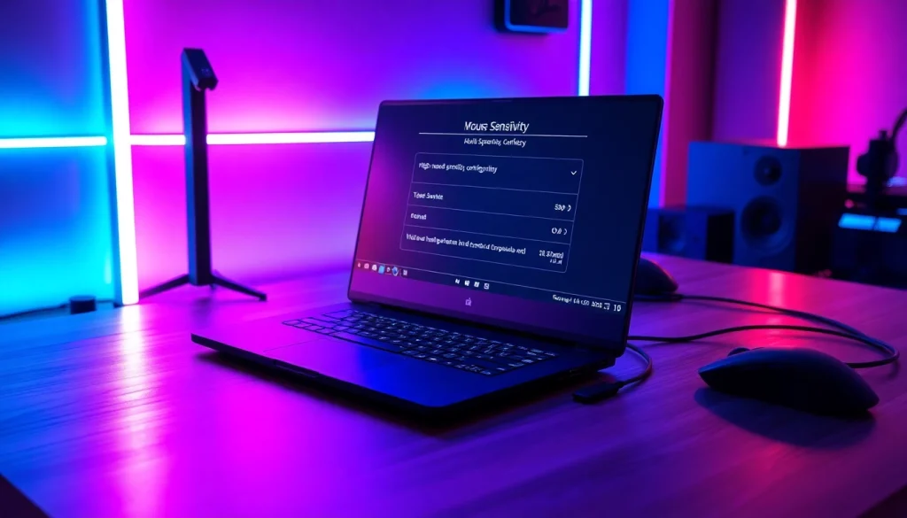 Streamline your gaming with 79king's advanced setup, showcasing a dynamic laptop and LED lights.