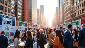 Explore Chicago jobs opportunities at a dynamic job fair with diverse professionals networking.