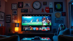 오징어티비 스포츠중계를 즐기는 화면의 역동적인 장면을 보여줍니다.