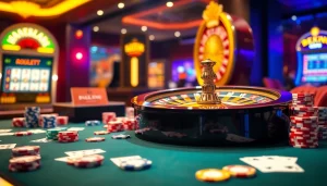 Experience thrilling gameplay at 79king com with vibrant casino tables filled with chips and cards.