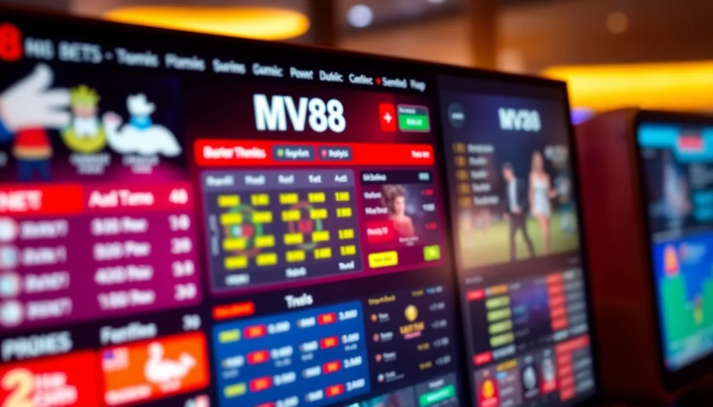 Engaging MV88 online gambling platform interface with betting options and vibrant promotions.