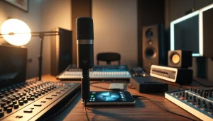 MV88 microphone showcased in a modern audio recording studio setup.