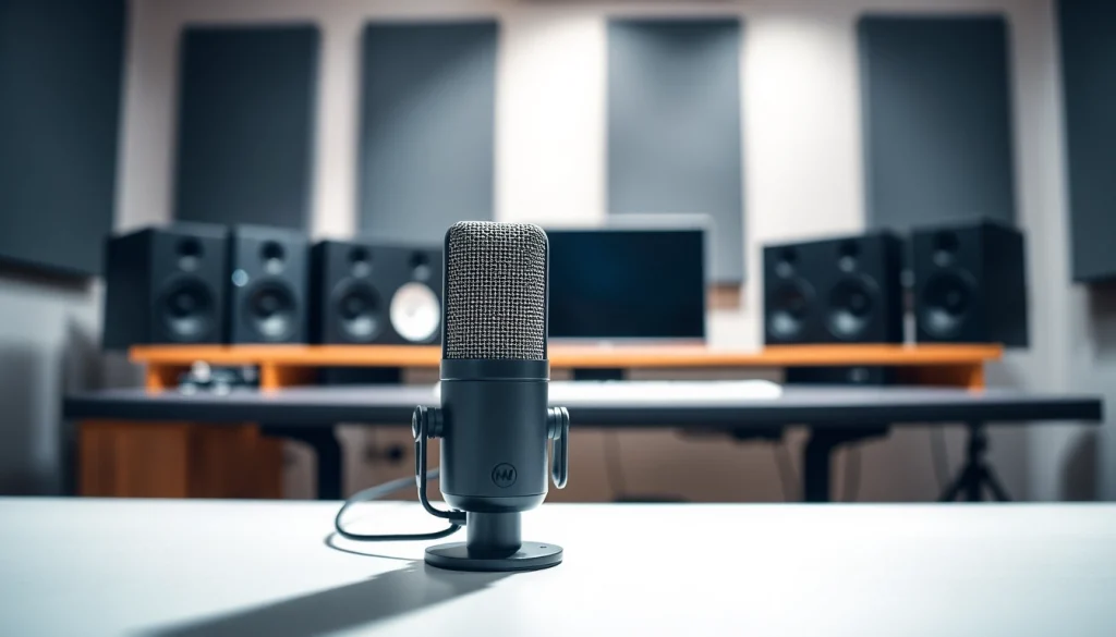 Capture the MV 88 microphone in a modern studio setup with ambient lighting for a professional look.