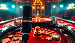 Players enjoy high-stakes gambling at a casino with the MV88 microphone capturing crystal-clear audio.