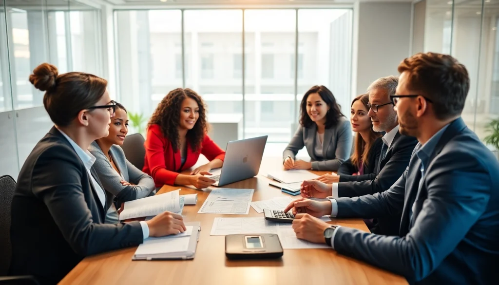 카드 한도 현금화 전략에 대한 상담하는 장면, 다양한 인물들이 참여하는 전문적인 설정입니다.