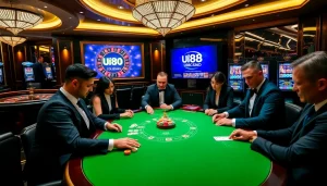 Engaged players enjoying table games at uu88 com, showcasing a premium casino experience.