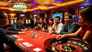 Experience the excitement of MM88 casino games with thrilling poker action and vibrant gambling atmosphere.
