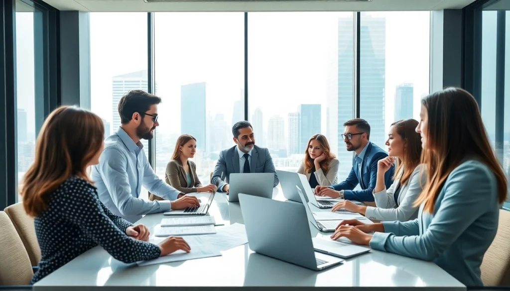 Engaged team strategizing on Strategy Capture Management in a modern office setting.