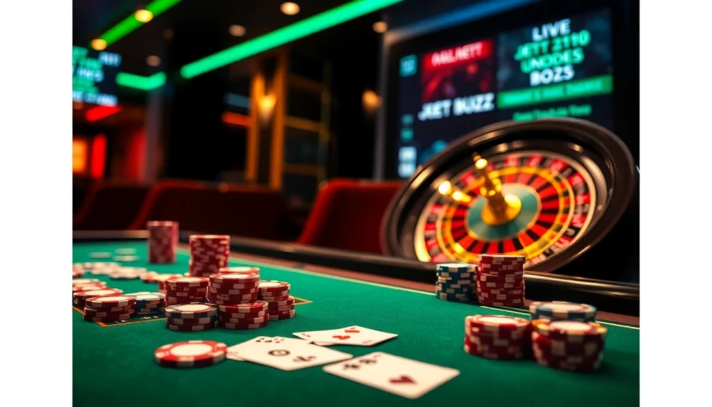 Experience high-stakes poker at the luxurious jeet buzz casino, with vibrant chips and cards setting the winning atmosphere.