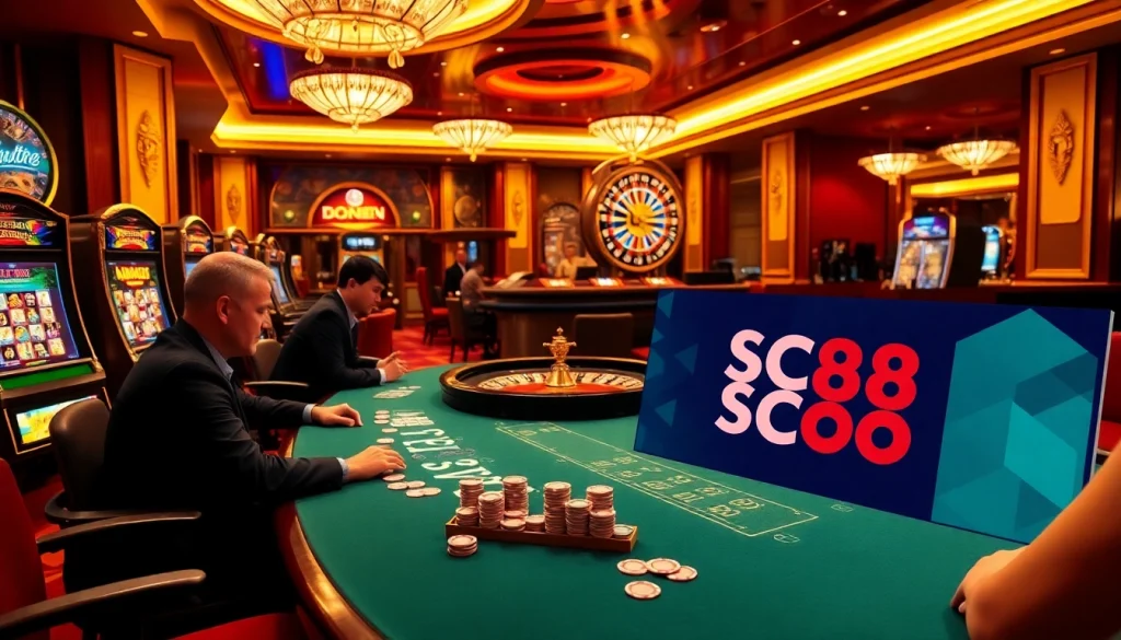 Experience thrilling gameplay at SC88.ad with vibrant poker games and luxurious casino settings.