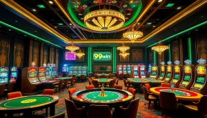 Captivating scene of 99win casino showcasing vibrant tables and exciting gameplay.
