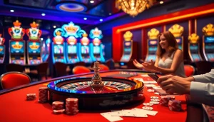 Winning at S8 casino with vibrant chips and roulette wheel in a luxury setting.