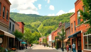 Explore Clarksburg's charming downtown street lined with shops and cafes.