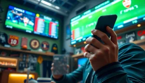 Engaging with sports betting apps South Carolina in a vibrant, energetic setting.