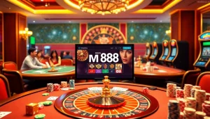 Players enjoying the vibrant casino experience at https://m88zo.com/ with poker and roulette excitement.