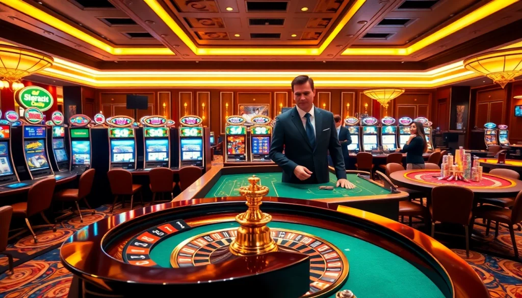 Engaging scene of luxury casino gameplay highlighting the SN888 experience with professional dealers.
