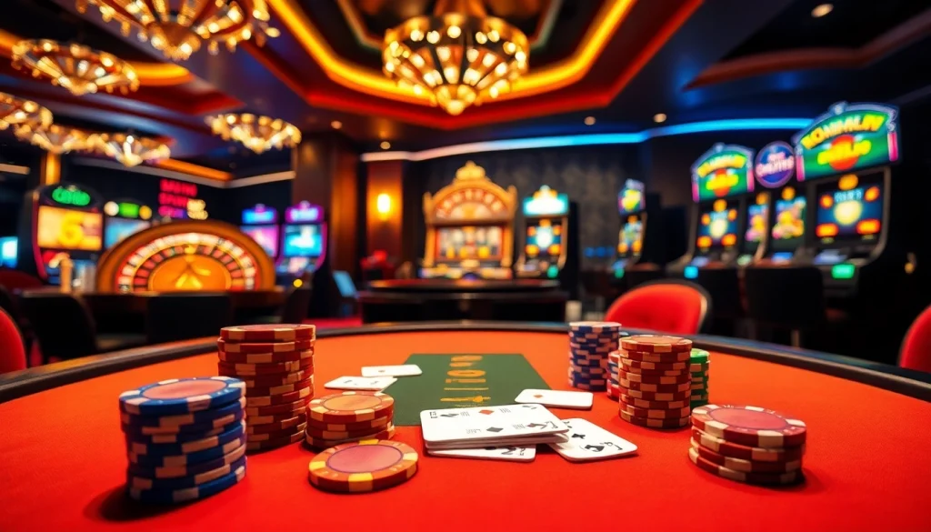 Players enjoying a thrilling casino experience with poker chips and roulette at https://www.6rwin55.com/.