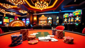 Players enjoying a thrilling casino experience with poker chips and roulette at https://www.6rwin55.com/.