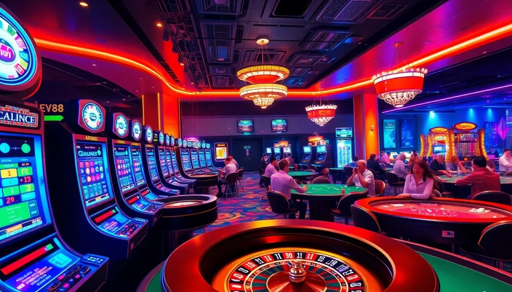 Experience the excitement at https://ev88.claims/ with players engaged in vibrant casino games.