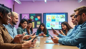 Engaging scene illustrating a paid link in bio for creators, showcasing diverse individuals in a modern digital workspace.