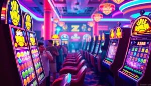 Permainan slot gacor yang menarik dengan pemain bersemangat di kasino.