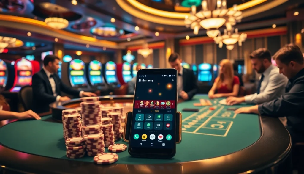 S8 gaming excitement at a luxurious casino table filled with poker chips and roulette, showcasing online gambling.