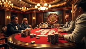 Exciting poker play at a luxurious table highlighting hidden wiki 2 in the casino atmosphere.