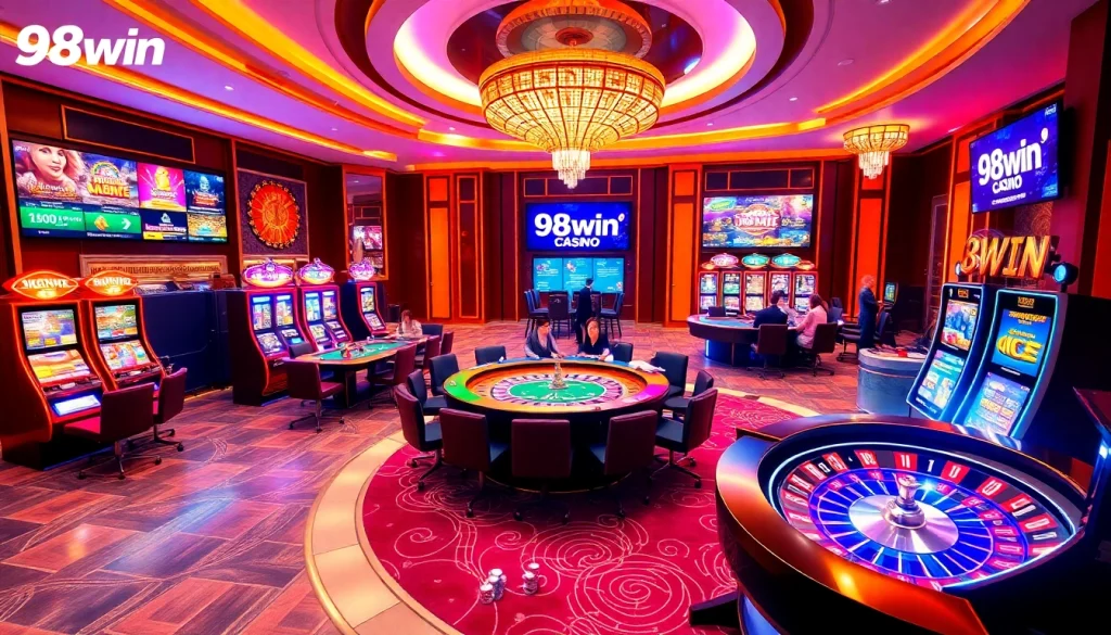 Experience the excitement of online gambling at trang chủ 98win with vibrant casino visuals.