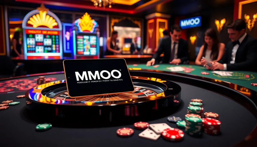 Place bets and revel in the excitement of MMOO at a luxurious casino table scene.
