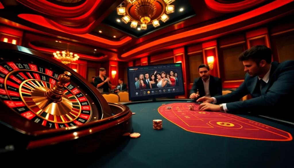 Engage in high-stakes action at tr88vip.co.com, featuring roulette, blackjack, and vibrant poker chips.
