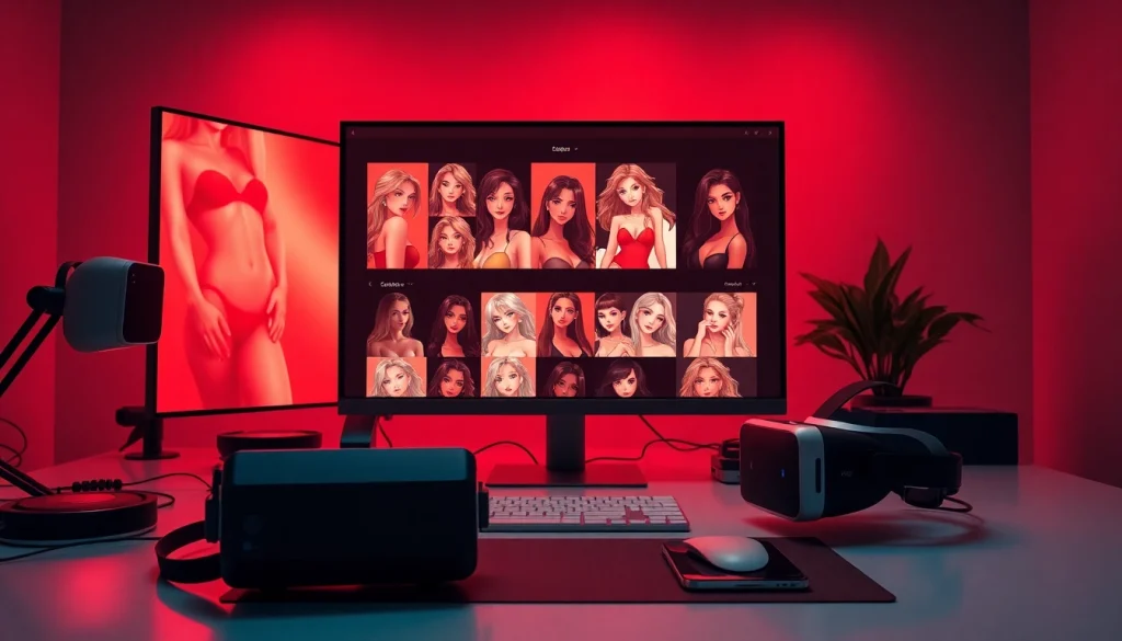 Interactive NSFW AI image generator interface displaying realistic character illustrations.