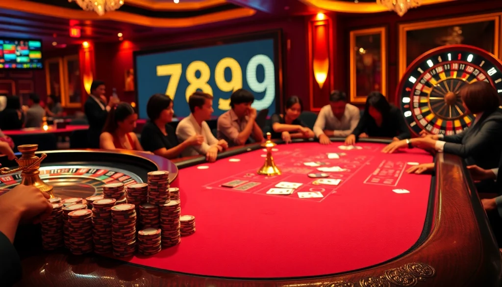 Players engage in a thrilling poker game at the casino, emphasizing 789K stakes in an exciting atmosphere.