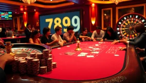 Players engage in a thrilling poker game at the casino, emphasizing 789K stakes in an exciting atmosphere.