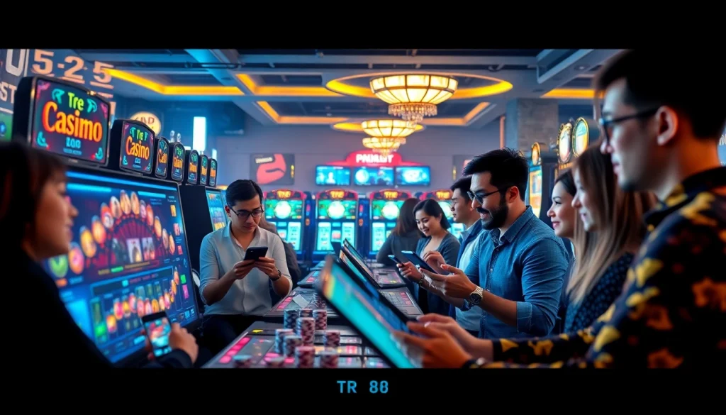 Engaging players enjoying the TR88 online gaming experience with vibrant casino games.