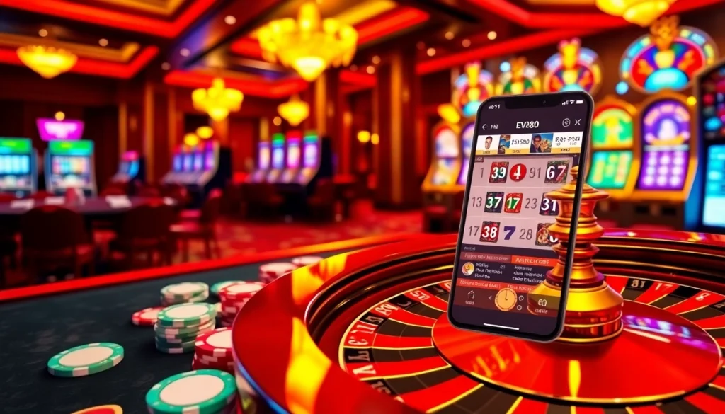 Experience the thrill of ev88 apk with glamorous casino visuals and engaging gaming elements.