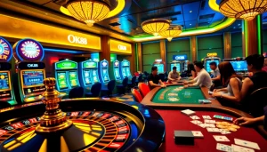 Experience thrilling gameplay at OK88, with vibrant slot machines and dynamic poker tables.