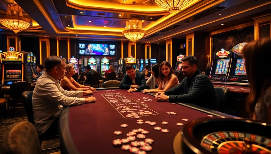 Engaging moment at the j88 poker table with intense players and vibrant casino atmosphere.