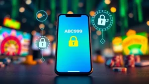 ABC999 online betting platform featuring smartphone interface and security elements