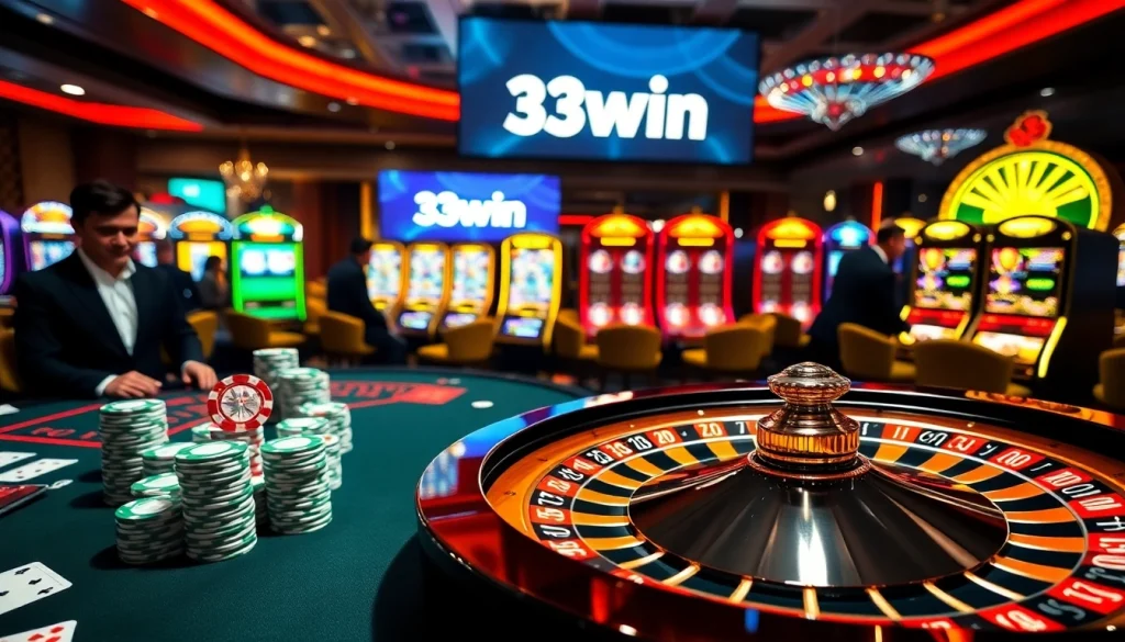 Engaging players at a casino table with 33win's thrilling gaming experience.