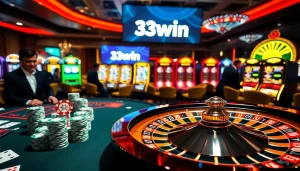 Engaging players at a casino table with 33win's thrilling gaming experience.