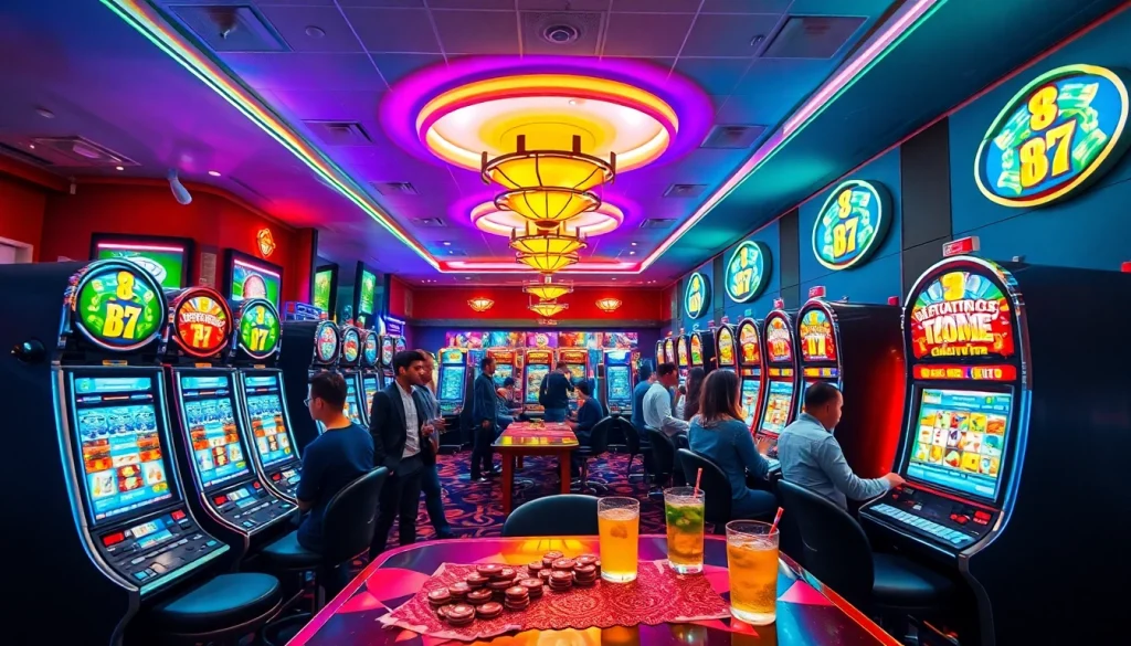 Menampilkan pengalaman berjudi yang dinamis dengan qqslot777 link dalam suasana kasino yang cerah.