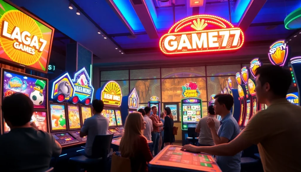 LAGAGAME77 online gaming environment with enthusiastic players enjoying vibrant slot games