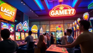 LAGAGAME77 online gaming environment with enthusiastic players enjoying vibrant slot games
