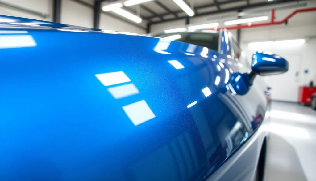 Ceramic coating Chattanooga applied on a vehicle, showcasing its glossy finish in a professional setting.