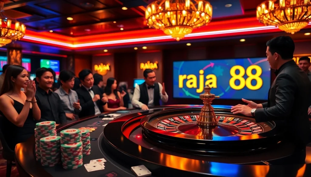 Players enjoying the thrill of roulette at raja 88 casino, capturing the excitement of gambling.