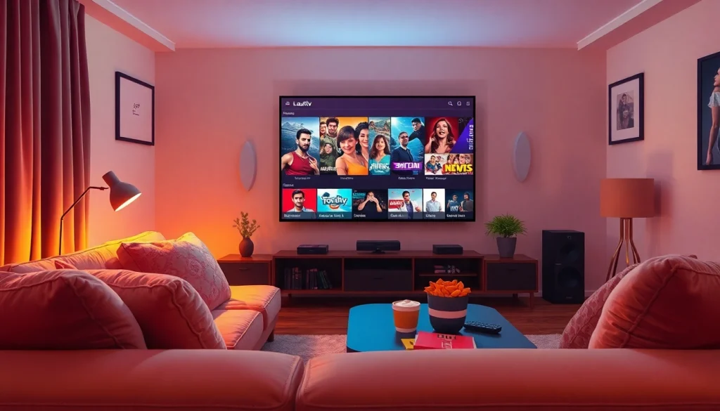Lauthaitv streaming cozy living room with vibrant content and inviting atmosphere.